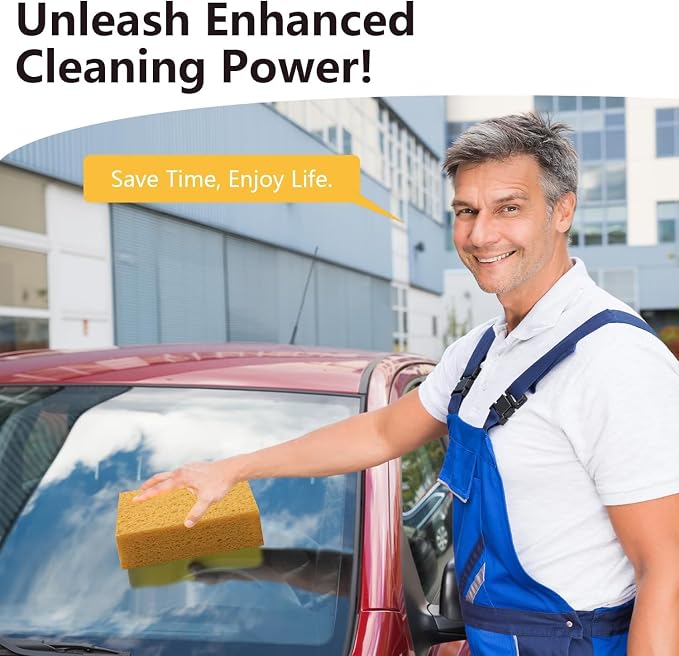 Windshield Cleaner Tool 22.5" L - Car Interior&Exterior Window Cleaning Kit with Extendable Handle&4 Microfiber Pads and Thick Large Wash Sponge,Auto Glass Wiper Brush Kit for Cars Home (7pcs Orange)
