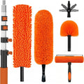 SISUPASSIE 26FT Reach High Ceiling Duster Kit, Window Cleaning kit with 5-20FT Extension Pole, Fan Duster for Ceiling Fan Blades, Microfiber Feather Duster, Rotatable Window Squeegee and Cobweb Duster