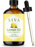 Siva Lemon Essential Oil, Glass Bottle with Dropper, 4 Fl Oz (118 ml) | Lemon Oil for Diffuser, Humidifier, Home Fragrance, Cleaning Blends, Soap Making, Candle Making, Bath Salts & DIY Projects
