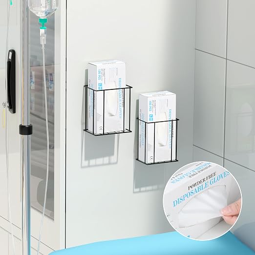 Magnetic Glove Box Holder Wall Mount, Disposable Glove Dispenser, Metal Rubber Latex Tissue Box Organizer for Tool Garage Workshop Kitchen Fridge - Two Size (Large+Small)