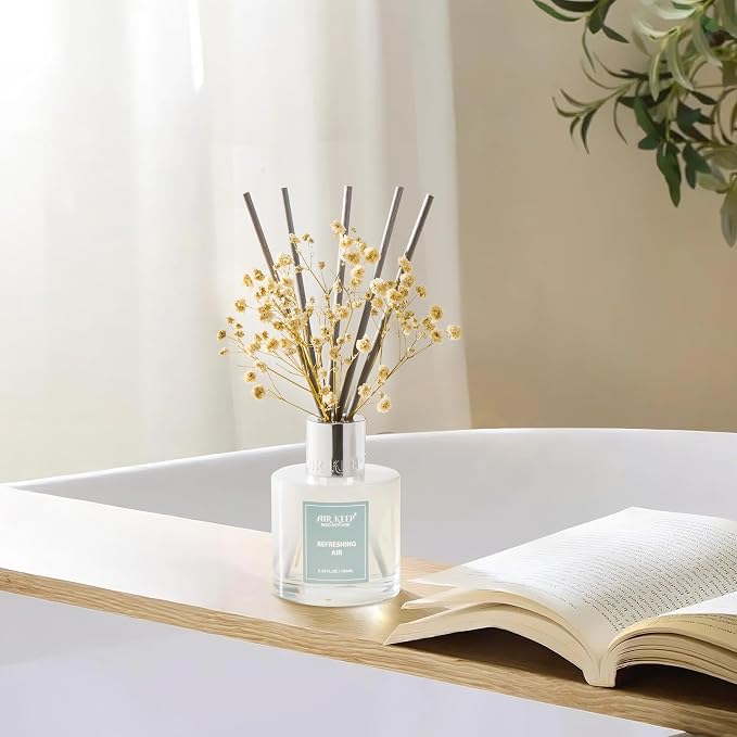 Reed Diffuser Set,3.38 fl oz (100 ml) - Refreshing Air Oil Diffusers with 8 Reed Sticks, Home Fragrance Reed Diffuser for Bathroom Shelf Decor