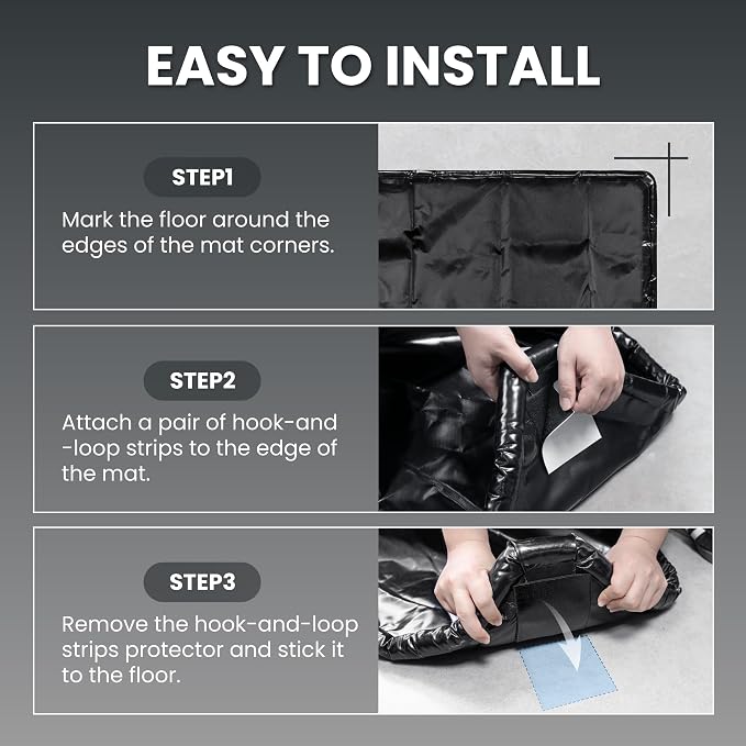 7'9" x 14' Garage Floor Mat, 610GSM PVC Containment Mat for Cars | Heavy-Duty, 1.2in Raised Edges, Waterproof Garage Protection, Non-Slip Design, Easy Hose Clean, Kit with Squeegee