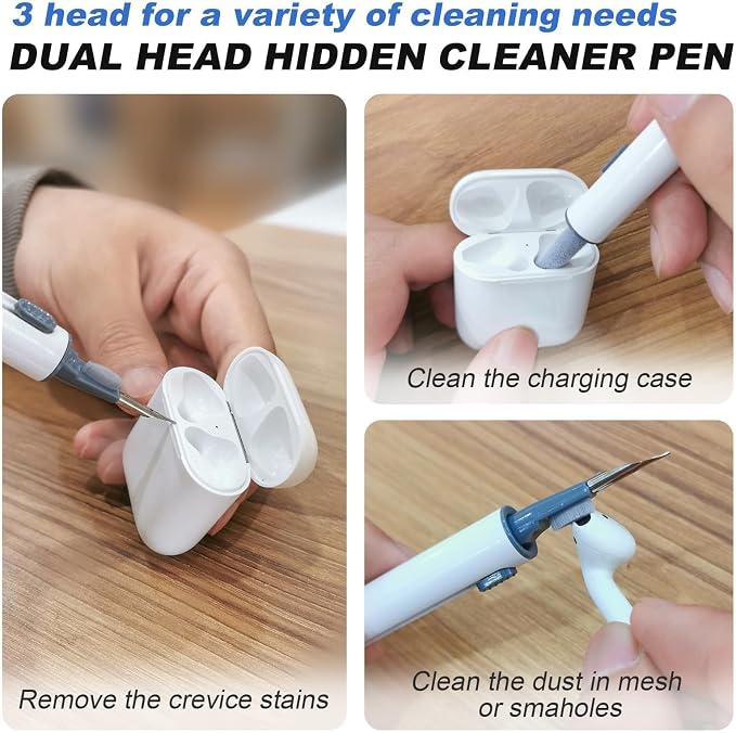 for AirPods Case Cover, Come with Clean Pen，Soft Silicone Protective Cover for Women Men Compatible with Apple AirPods 2nd 1st Generation Charging Case, Front LED Visible,Blue