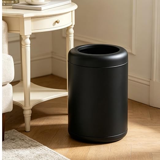 10L/2.6GAL Black BathroomTrash can,Open Top,Office Wastebasket,Small Garbage Can for Bathroom,Living Room,Office,Kitchen,Bedroom,Hotel (Black)