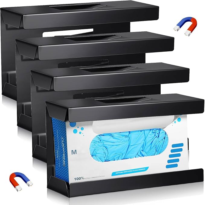 4 Pcs Magnetic Glove Box Holder Dispenser Wall Mounted Towels Wipes Paper Tissue Glove Box Holder for Hospital Home Office Organizing Accessories (4)