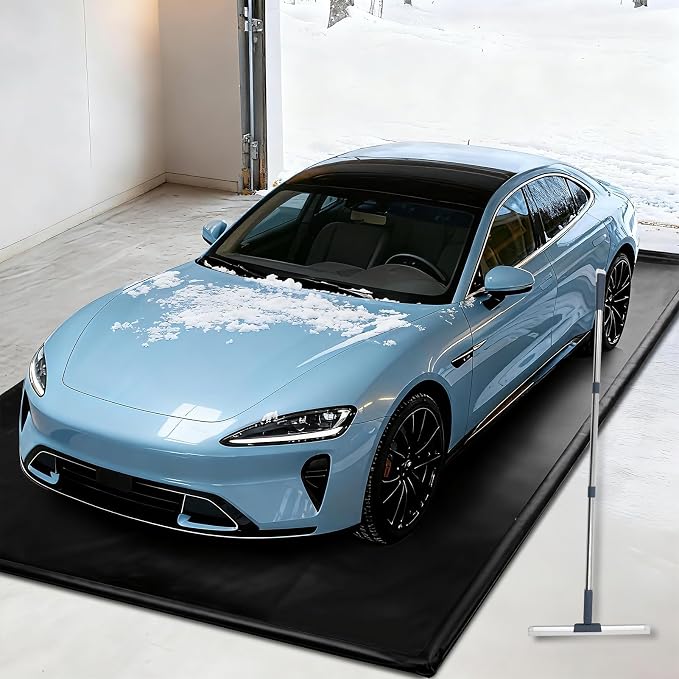Garage Floor Mat(7'9"x18'), PVC Containment Mat with Rubber Wiper | Non-Slip, with a Rubber Wiper and Stay Put Corners, Waterproof Protection from Snow, Rain and Mud for Cars, SUV, Trucks