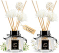English Pear & Freesia + Jasmine Reed Diffuser Set of 2 for Bathroom, 1.7 fl oz Essential Oil Diffuser Sticks | Home Air Freshener Fragrance with 6 Reeds for Diffuser | Smell Good for Home Shelf Decor