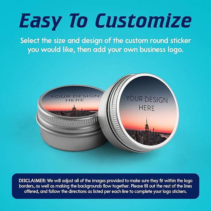100 Custom Vinyl Stickers - Upload Your own Image, Text, Design, Logo - Personalized Logo Labels for Handmade, Packaging, Bottle, Jars, Candle, Brand Stickers (City, 5x5)