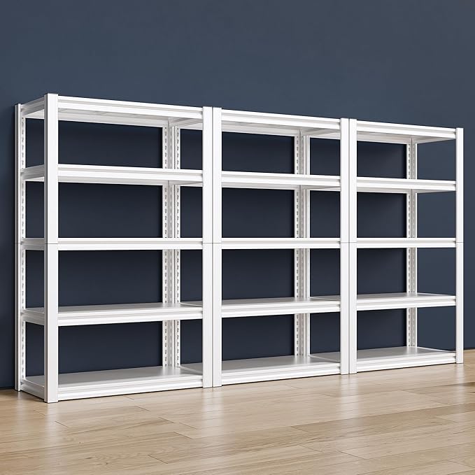 Raybee 5 Tier White Metal Heavy Duty Garage Shelving Unit 2000LBS Storage Shelves