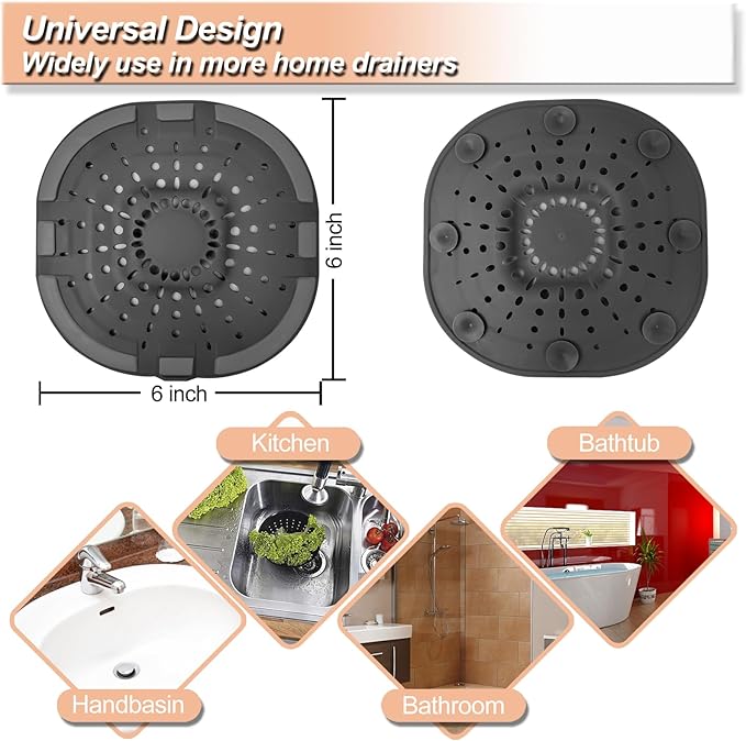 Bovinde Hair Drain Catcher,Square Cover for Shower 2 Pack (Black Brown) | Drainer Cover Silicone Hair Stopper with Suction Cups,Protector Accessories,Easy to Install Suit for Bathroom,Bathtub,Sink