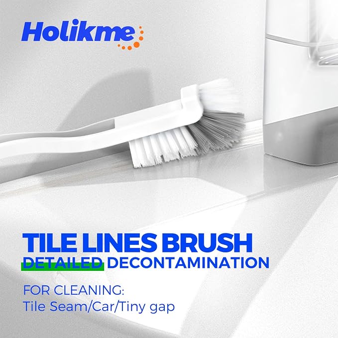 Holikme 7 Pack Deep Cleaning Brush Set, Scrub Brush, Grout Brush, Pool Brush, Scrub Pads with Scraper Tip Scouring Pads, for Pool Walls, Bathroom, Floor, Bike, Tub, Shower and Kitchen Surface (Brown)
