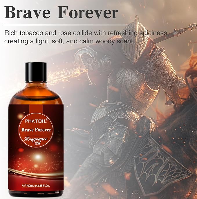 PHATOIL Brave Forever Fragrance Oil for Diffuser, Aromatherapy 3.38FL.OZ | Long Lasting Scented Oils For Humidifier, Air Freshener, DIY Soap Candle, Scent Project Making, Aroma Oil for Home Freshening