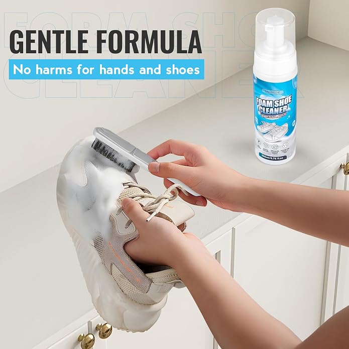 LANBEIDE Shoe Cleaning Kit - 6.76 Oz Sneaker Cleaner with Brush and Towel, White Shoe Cleaner Foam