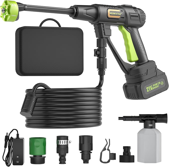 Cordless Pressure Washer, Handheld Portable Battery Cordless Power Washer | Pure Copper Motor, 23FT Elastic Hose, 6-In-1 Nozzle, Lightweight Car Washer with Foam Pot for Car Home Outdoor Patio Garden