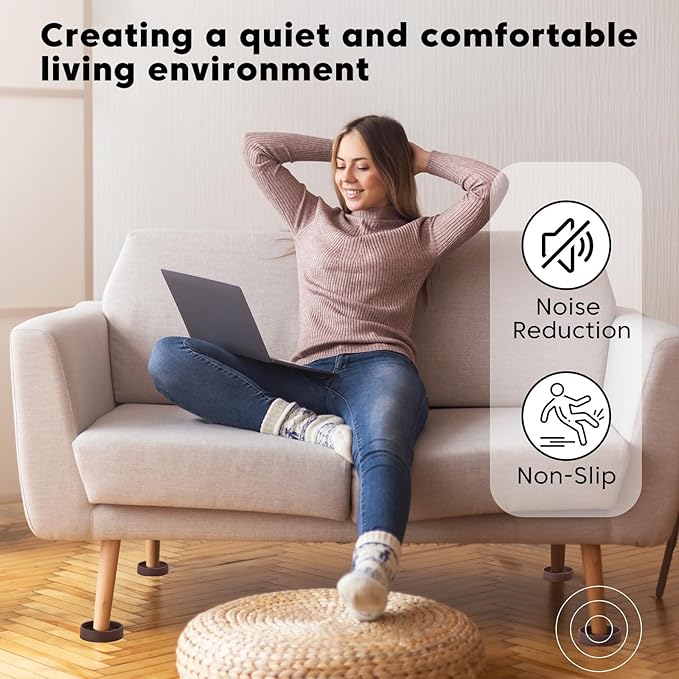 Rubber Furniture Pads Non Slips Furniture Casters Cup Chair Leg Floor Protectors for Bed Sofa Table and Chair Stopper (Pack of 8,Brown 1.5" x 1.5" Round)