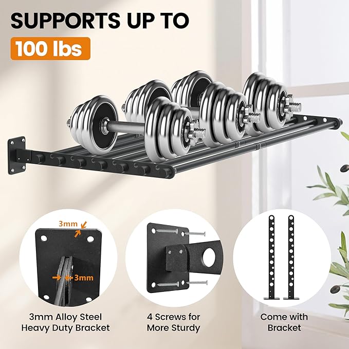 Wall Mounted Clothes Drying Rack 43 Inch – Foldable Laundry Drying Rack for Wall Mount, Space Saving Indoor Drying Rack for Clothes, Compact & Sturdy Design