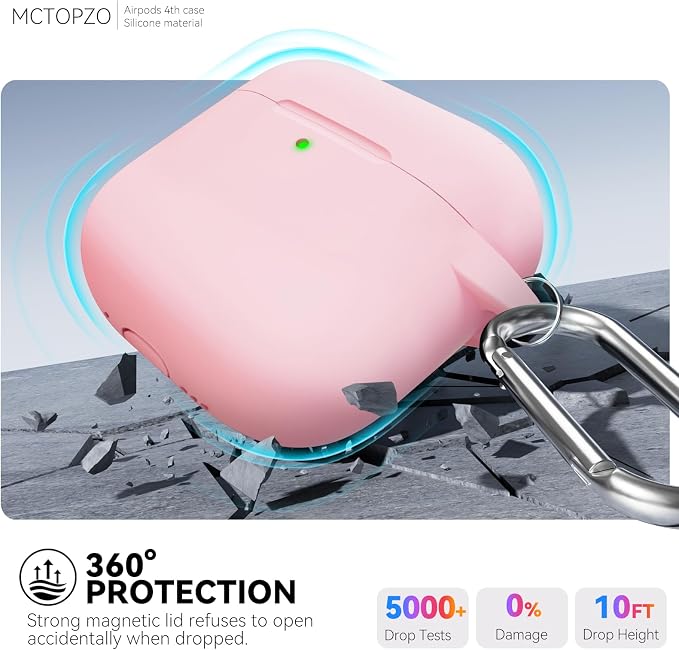 for AirPods 4 Case 2024 with Cleaner Kit & Keychain-Magnetic Pink | Silicone Protective Cover for Apple AirPods 4th Generation Case,for Women Men,One-Piece Design,Shockproof,Dust Proof,Magnetic