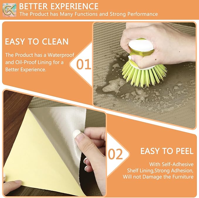 Self-Adhesive Shelf Liner Kitchen Liner, Waterproof Backed Paper Easy Peel and Stick Contact Liner Without Residue for Decor Your Desk Surface, Kitchen Countertops (Dark Khaki, 23.6 x 118.1 inches)