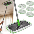 Masthome Microfiber Flat Mop,16" Head with 5 Washable Pads | 360°Rotating Wet Dry Mop, Adjustable Handle,Free Cleaning Scraper,Dust Mop for Hardwood Tile Laminate Floors
