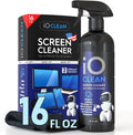 iO CLEAN Screen Cleaner Spray (16oz - 473ml) – Best Large Cleaning Kit | for LCD, LED & OLED TV, Smartphone, iPad, Laptop, Touchscreen, Computer Monitor, Microfiber Cloth Wipes & 2 Nozzles