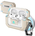 R-FUN for AirPods Pro 3 Case with Lock Magnetic Lid MagSafe, Desert Gray | Compatible Apple AirPods Pro 3, Compatible MagSafe, Protective Case with Cleaner Kit & Carabiner, Powerful Drop Protection
