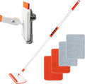 Qaestfy Wall & Baseboard Cleaner Mop Tool with 49'' Long Handle for Cleaning Window Floor Skirting Board Ceiling Bathtub Tub Tile Scrubber Brush Duster with 4 Reusable Pads