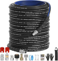 Sewer Jetter Kit for Pressure Washer(200FT),1/4" NPT Drain Cleaner Hose 5800PSI with 3 Sewer Jet Nozzles，Pearl Corsage Pin，Marking Ring,Spray Nozzle，Teflon Tape&Gloves