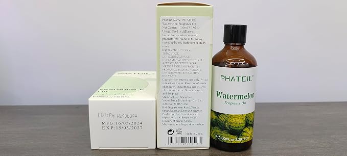 PHATOIL Watermelon Fragrance Oil for Diffuser Aromatherapy 3.38FL.OZ | Long Lasting Scented Oils For Humidifier, Air Freshener, DIY Soap Candle, Scent Project Making, Aroma Oil for Home Freshening