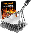 POLIGO BBQ Grill Cleaning Brush Bristle Free & Scraper - Triple Helix Design Barbecue Cleaner - Non-Bristle Grill Brush and Scraper Safe for Gas Charcoal Porcelain Grills - Ideal Grill Tools Gift