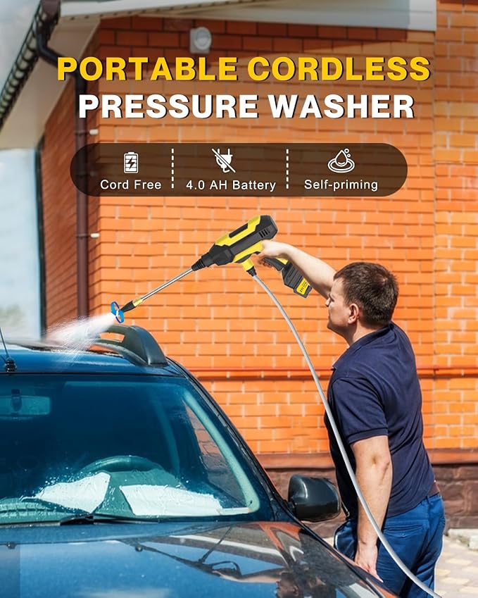 CordlessPowerWasher Zelonpro Jet Nozzle High Pressure Hose Nozzle for Car Washing, Garden Cleaning, Patio