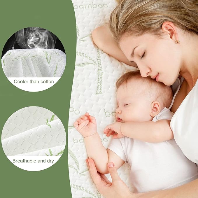 Twin Mattress Protector Waterproof Mattress Pad Washable Bamboo Rayon Mattress Cover Breathable Noiseless Bed Protector 5" - 21'' Elastic Fitted Deep Pocket