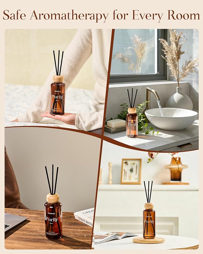 M&SENSE Reed Diffuser Set, Orange Blossom, 6.3 oz Natural Essential Oil | Non-Toxic Organic, Long-Lasting Fragrance, Ideal for Living Room, Kitchen, Gifts for Women