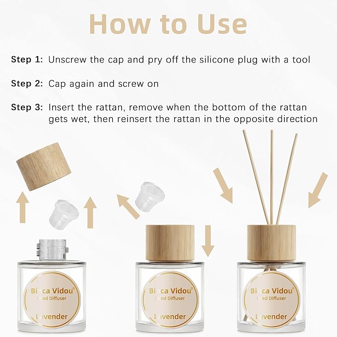 Reed Diffuser Set, Lavender Osmanthus Orange&Lemon Scent Oil Diffusers with Sticks for Home Office Bathroom Aromatherapy Decor 1.69oz X 3