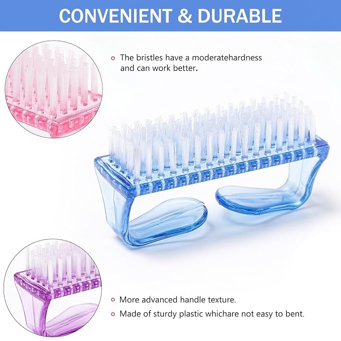 Handle Grip Nail Brush, Nail Cleaning Brushes Pedicure Scrubbing tool, Toes Fingernail Brush Scrub Cleaner kit for Men and Women 10 Pack (Multicolor)