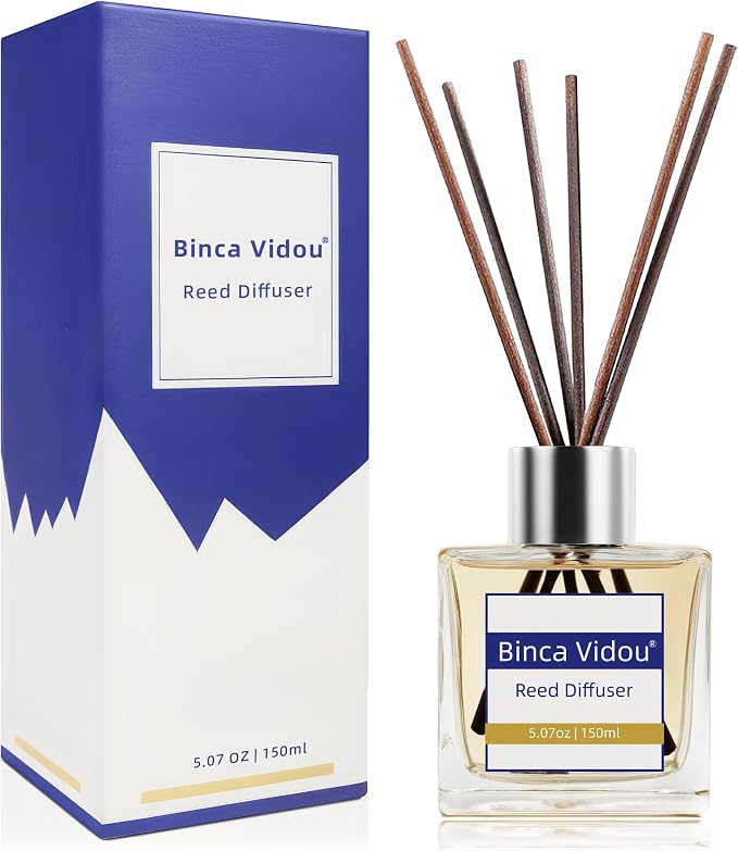 Reed Diffuser Set, Bergamot Vanilla Lavender and Jasmine Scented Oil Reed Diffusers for Bedroom Living Room Office, Giftable & Stress Relief 150 ml/5.07 oz