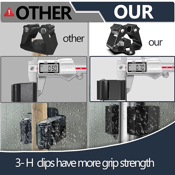 3-H Stainless Steel Broom Holder Wall Mount 4-Pack-Heavy Duty Mop Organizer, Wall Mounted Broom Storage with Secure Mounting for Laundry Garage Bathroom