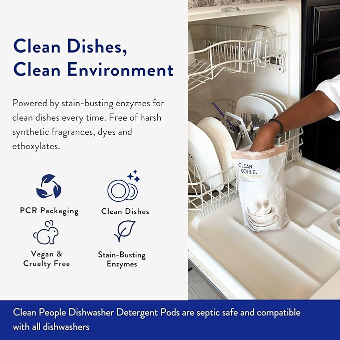 The Clean People Dishwasher Detergent Pods | Cuts Grease and Rinses Sparkling Clean | Residue-Free | Peppermint, 120 Pack