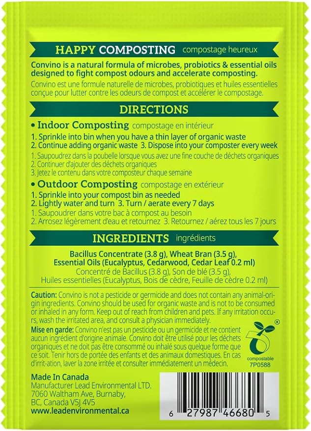 A Compost Starter/Accelerator Which Help to Reduce Kitchen Waste Odor and Convert Yard Waste to Fertile Humus for All Composting Systems. Comes in 1 Package That Contains 4 Packets Inside