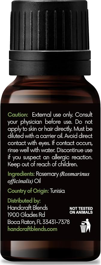 Handcraft Blends Rosemary Essential Oil – 0.33 Fl Oz – 100% Pure and Natural – Premium Grade Essential Oil for Diffuser and Aromatherapy, Skin, Massage, Candle and Soap Making Fragrance