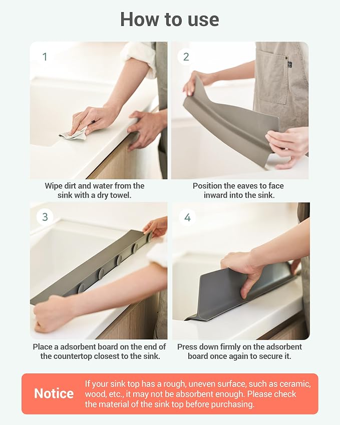 DEARCUS Kitchen Sink Splash Guard 19.7 inches - Soft Silicone Water Shield, Strong Suction Non-Slip, Dishwasher Safe and Easy-to-Clean for Mess-Free Cooking and Dishwashing (Deep Green)