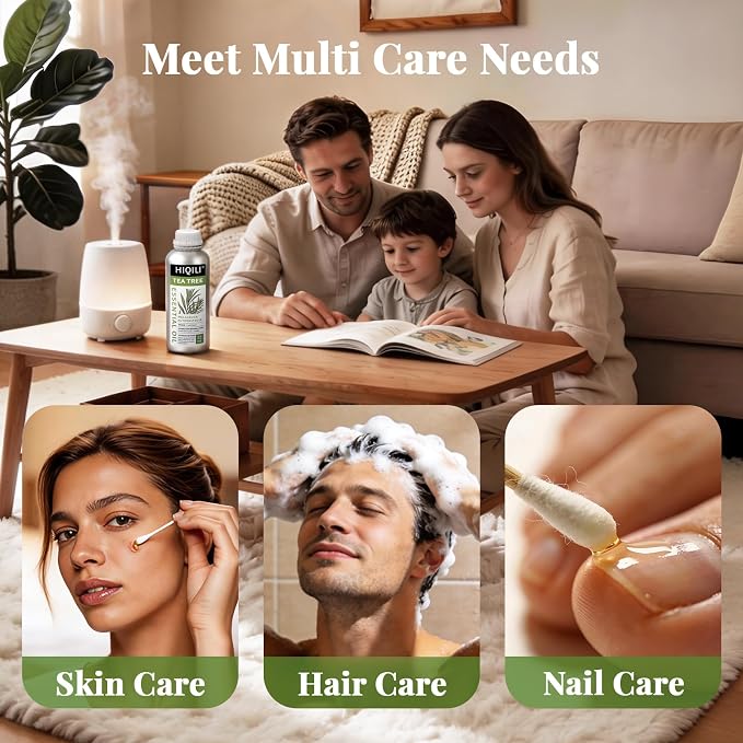 HIQILI Tea Tree Oil Large Capacity for DIY Candles, Soaps and Nail Care | Ideal for Home Stockpile, Foot Spa, Nail Salon, Beauty Salon, Hotel, DIY Studio - 1000ml/32 fl oz