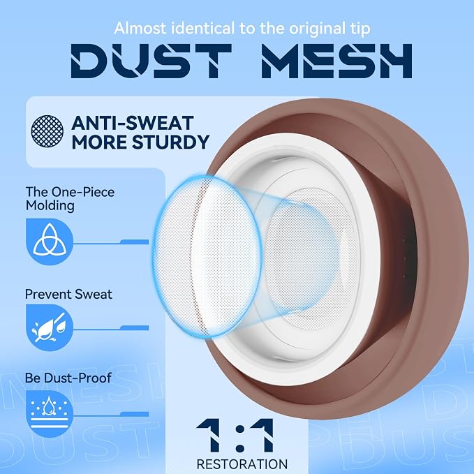 Inesore 4 Pairs Replacement Ear Tips for AirPods Pro 2nd/1st (Light Brown) | with Noise Reduction Hole & Built-in dust Guard Screen,Silicone,with Portable Storage Box & Cleaner Pen,4 Size (XS/S/M/L)