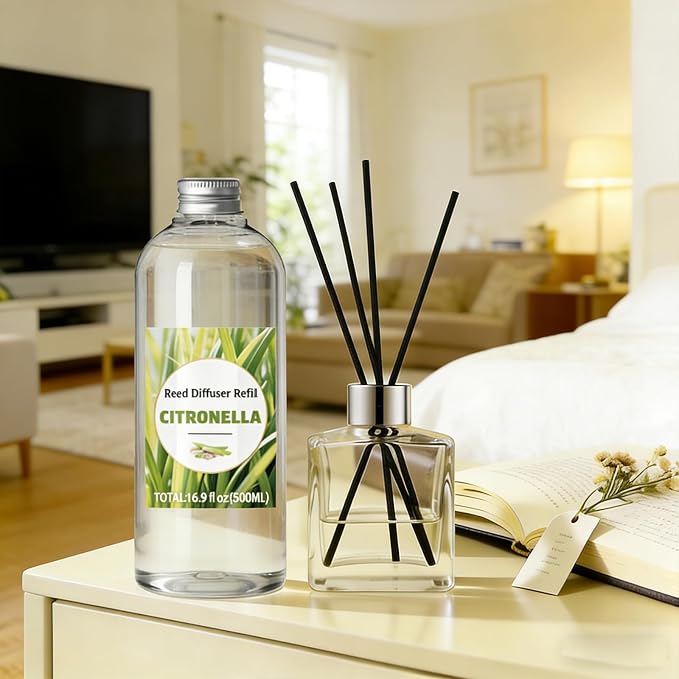 STRN Citronella Reed Diffuser Oil Refill, Scented Diffuser with Stick 200ML | Summer Long-Lasting Fragrance for Living Room, Bedroom, Office, Home Décor