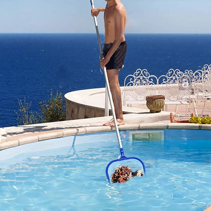 2PCS Swimming Pool Leaf Skimmer Net Swimming Pool Cleaner Supplies and Accessories Leaf Rake Mesh