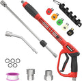 Pressure Washer Gun 5000PSI with Extension Wands，47 Inch | Pressure Washer Accessories with 1/4" Quick Connect Outlet, Car Wash Gun with 5 Nozzle Tips and M22-14mm to M22-15mm Adapters