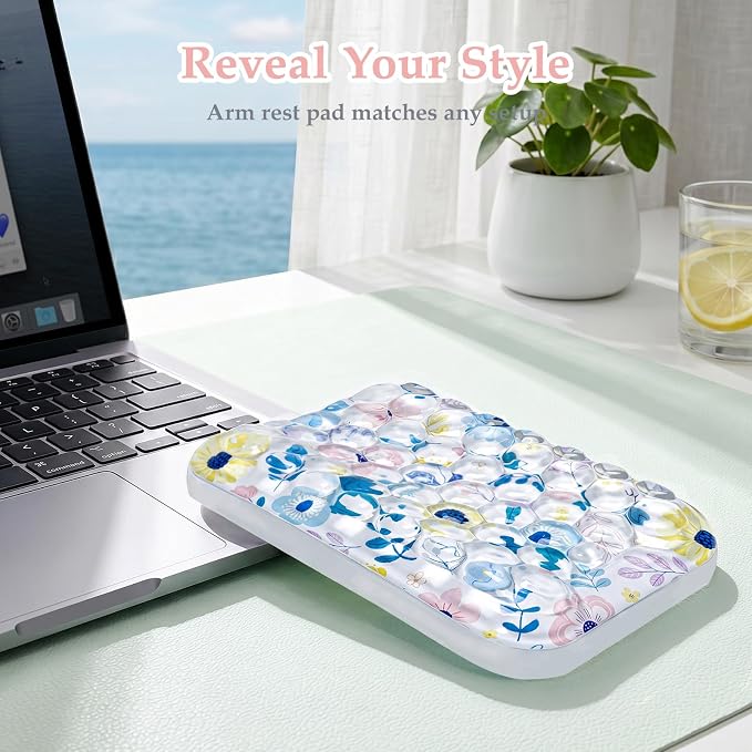 Ospelelf Gel Elbow Rest Pad, Ergonomic Arm Support for Desk, Daisy | Gel-filled Comfort for Summer Heat, Waterproof & Easy-clean, Ideal for Office Computer Use, Size: 6.29" × 4.33" × 0.98"