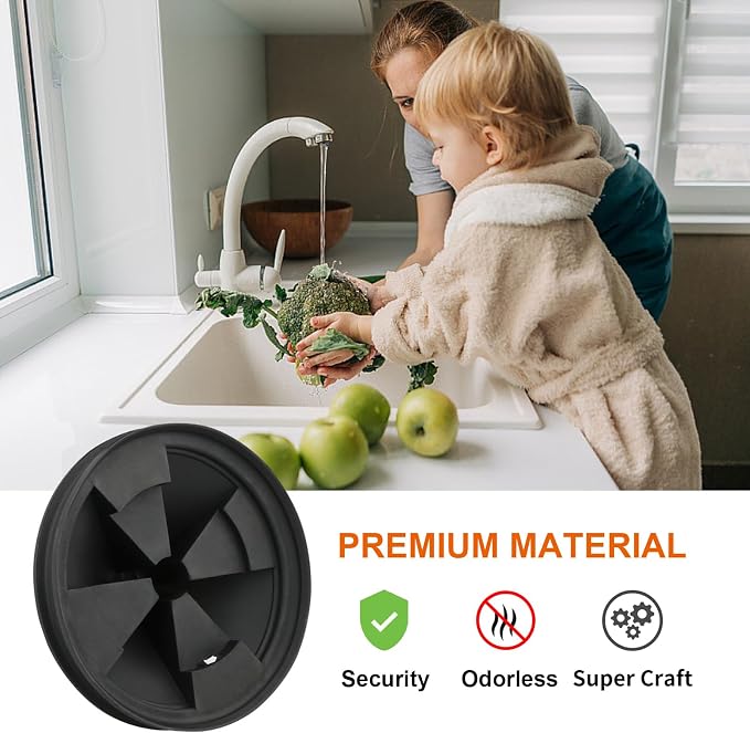 2Pcs 3 3/8" Garbage Disposal Splash Guard, Quiet Garbage Disposal Rubber Drain Insert, Sink Splash Guard QCB-AM Replacement for InSinErator Evolution Series, Removable Garbage Disposal Parts