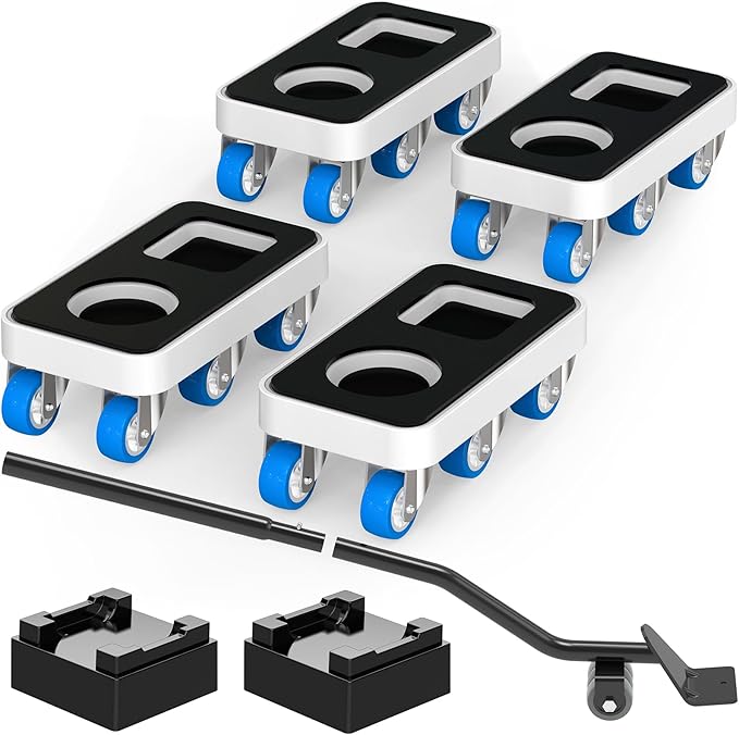Furniture Dolly with Dual Groove Design: Furniture Sliders with 6 Wheels - for Various Types of Furniture Legs - for Moving Heavy Duty Sofa Bed - Load Capacity Up to 950lb