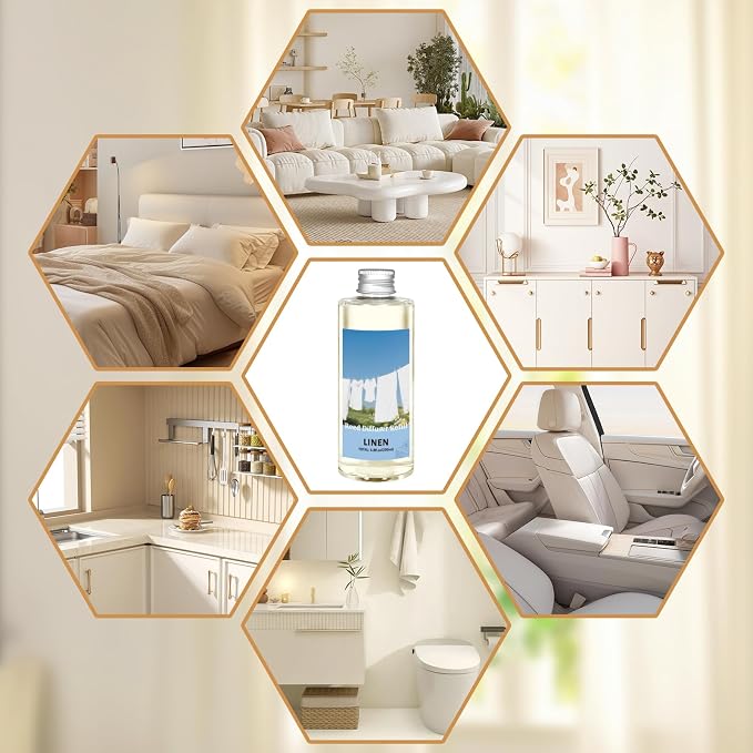 STRN Reed Diffuser Oil Refill, Linen Scented Diffuser with Stick 200ML Home | Summer Long-Lasting Fragrance for Living Room, Bedroom, Office, Home Décor