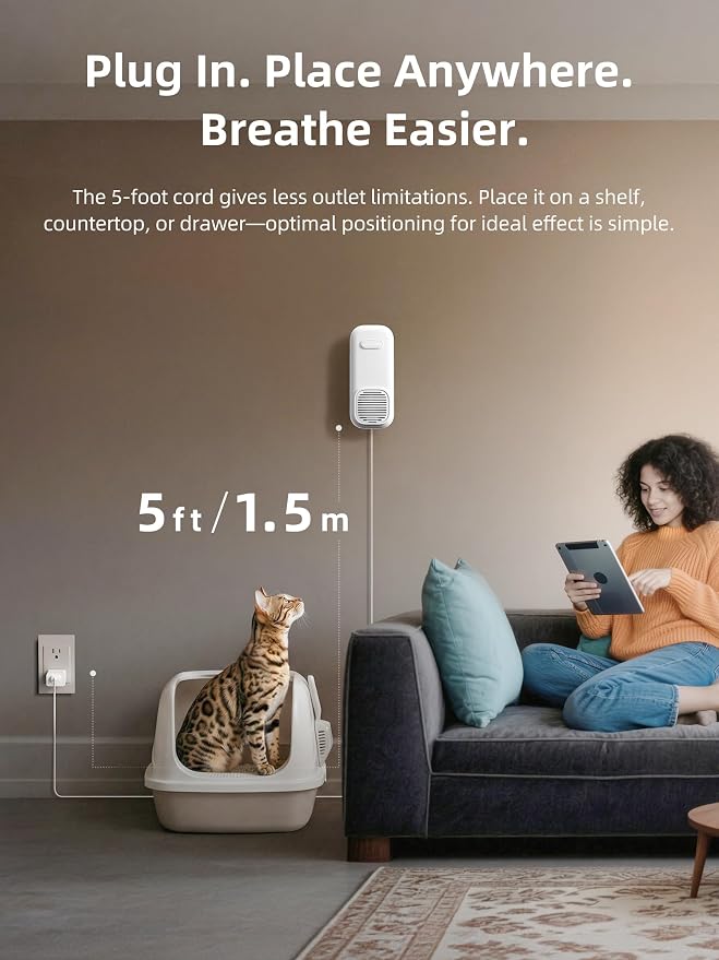 uahpet Bathroom Air Freshener, Plug in Air Purifier with Negative Ion, Nano & Fan-Powered, No Scent & No Refills Triple Home Deodorizer for Toilet, Bathroom, Kitchen, Garage Odors